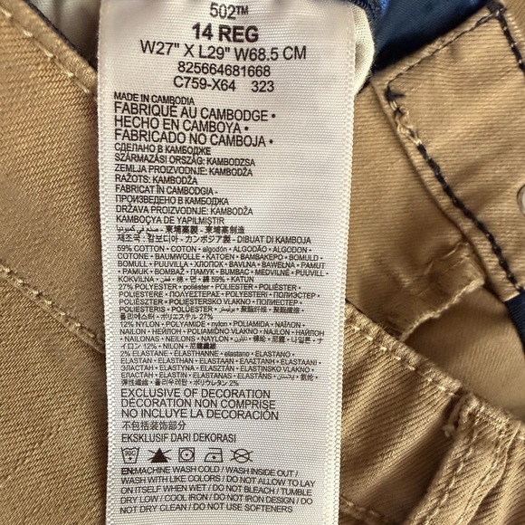 Levi's 502 Youth 14 Jeans Gray Khaki Stretch Straight Leg Chino Pants Boys - Picture 9 of 9